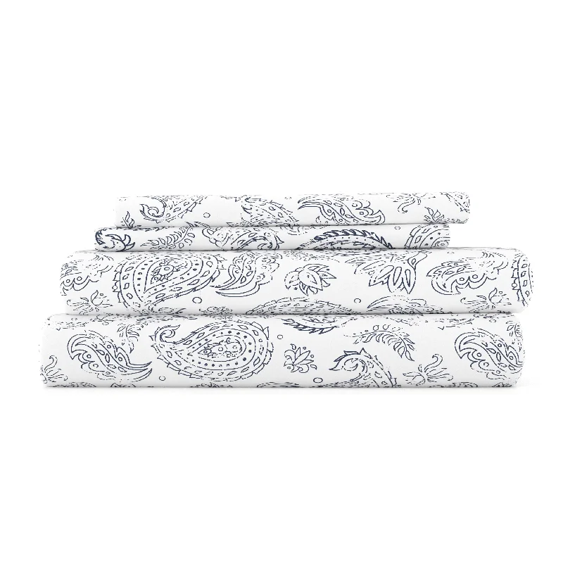 Fitted Sheets with Reinforced Corners for Long - Lasting UseCoarse Paisley Pattern 4-Piece Sheet Set