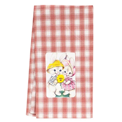 Bed skirts with a vintage - inspired patternBunny Couple & Pansy Dish Towel