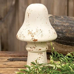 Checkered bed skirts for a classic patternDistressed White Metal Mushroom 10.5"H