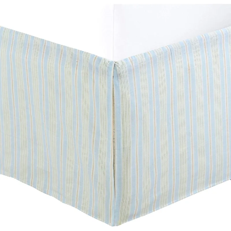 Bed skirts with a child - friendly printLight Blue Green Yellow White Striped Cotton Bed Skirt Pleated for Kids Dust Ruffle with Split Corners, Tailored 16" Drop Bed skirts with a child - friendly printLight Blue Green Yellow White Striped Cotton Bed Skirt Pleated for Kids Dust Ruffle with Split Corners, Tailored 16" Drop
