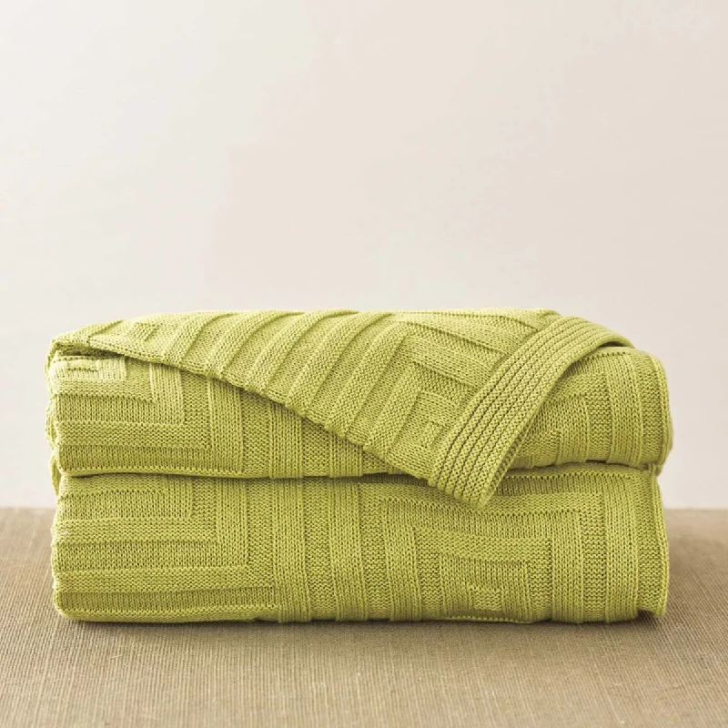 Sherpa lined fleece blankets for warmth​Concentric Square Throw - Pear