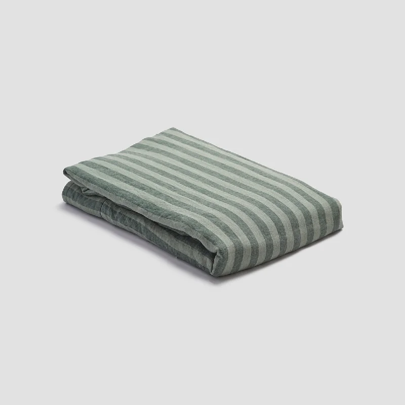 Fitted Sheets with Reinforced Corners for Long - Lasting UsePine Green Pembroke Stripe 100% Linen Flat Sheet Fitted Sheets with Reinforced Corners for Long - Lasting UsePine Green Pembroke Stripe 100% Linen Flat Sheet