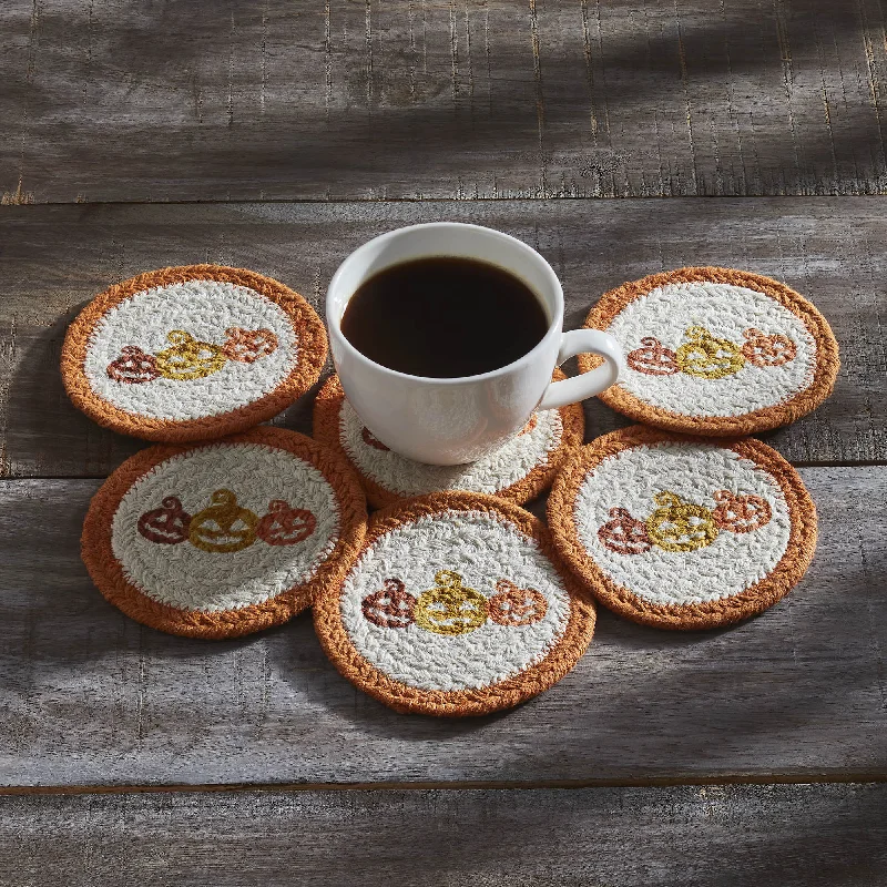 Bed skirts with a plaid pattern for a traditional styleCountry Halloween Stencil Coaster Set of 6
