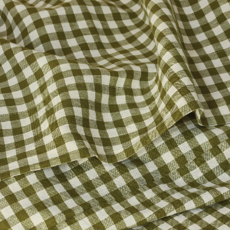 Wrinkle - Free Polyester Sheets for a Low - Maintenance BedBotanical Green Gingham Linen Blend Flat Sheet Wrinkle - Free Polyester Sheets for a Low - Maintenance BedBotanical Green Gingham Linen Blend Flat Sheet