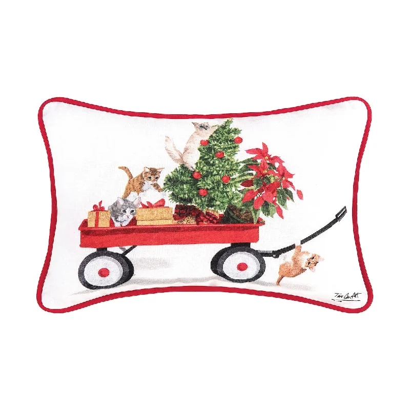Round Pillows for Boho-Style InteriorsKitten Wagon Pillow