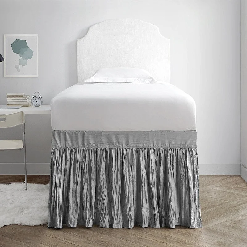 Bed skirts with a soft fleece lining for added comfortCrinkle Bed Skirt Twin XL (3 Panel Set) - Alloy Bed skirts with a soft fleece lining for added comfortCrinkle Bed Skirt Twin XL (3 Panel Set) - Alloy