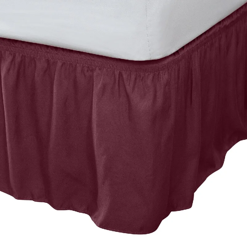 Bed skirts with a soft fleece lining for added comfortHome Details Wrap Around Bed Ruffle Twin/Full in Burgundy Bed skirts with a soft fleece lining for added comfortHome Details Wrap Around Bed Ruffle Twin/Full in Burgundy