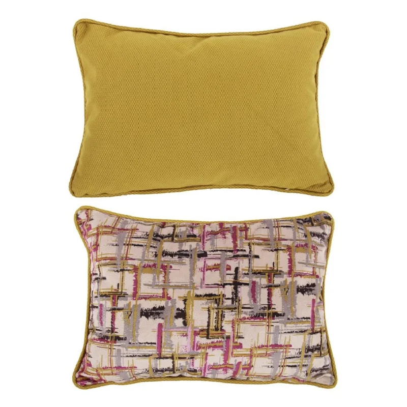Velvet Pillows for a Touch of EleganceBenzara Fabric Reversable Throw Pillow in Geometric Pattern, Multicolor Velvet Pillows for a Touch of EleganceBenzara Fabric Reversable Throw Pillow in Geometric Pattern, Multicolor