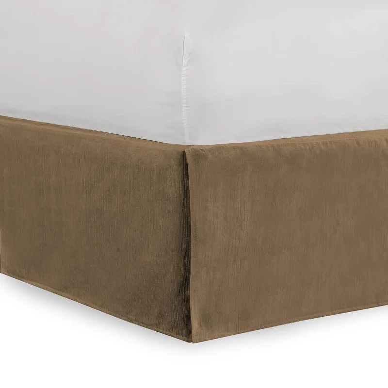 Bed skirts with a bohemian - inspired patternTailored Velvet Bed Skirt with Split Corner