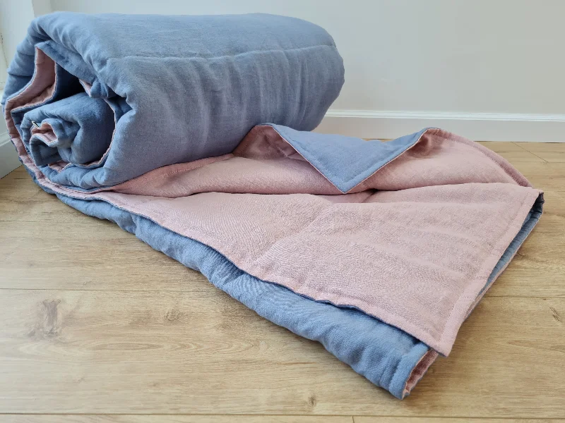 Queen - size down alternative comforter blanketsChenille blankets with a thick and fuzzy textureNatural Hemp Linen Blanket double-sided "Deep Blue + Coral Pink" quilt in stripe - Linen fabric filled organic Hemp fiber - Full Twin Queen King Custom Size Queen - size down alternative comforter blanketsChenille blankets with a thick and fuzzy textureNatural Hemp Linen Blanket double-sided "Deep Blue + Coral Pink" quilt in stripe - Linen fabric filled organic Hemp fiber - Full Twin Queen King Custom Size