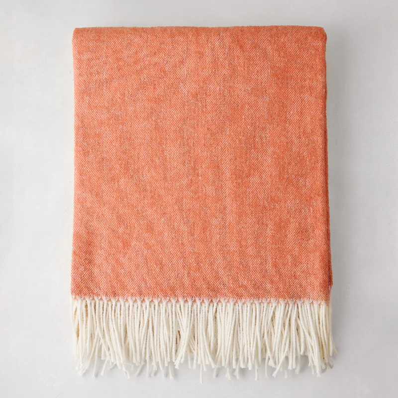 Queen - size down alternative comforter blanketsLinen blankets with a rustic and textured lookMandarin Orange Italian Herringbone Throw Queen - size down alternative comforter blanketsLinen blankets with a rustic and textured lookMandarin Orange Italian Herringbone Throw