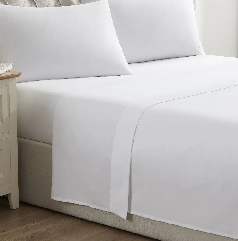 Rayon - Cotton Sheets for a Breathable and Soft Blend400 Thread Count Flat Sheet Cotton - White