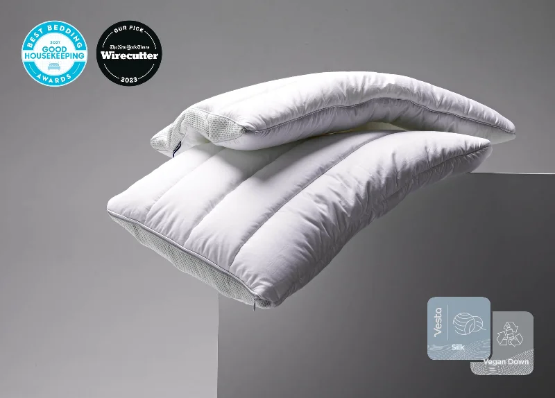 Thermal - Regulating Bamboo Sheets for All - Season ComfortLimeZen™ Silk-filled Ultra Thin Pillow