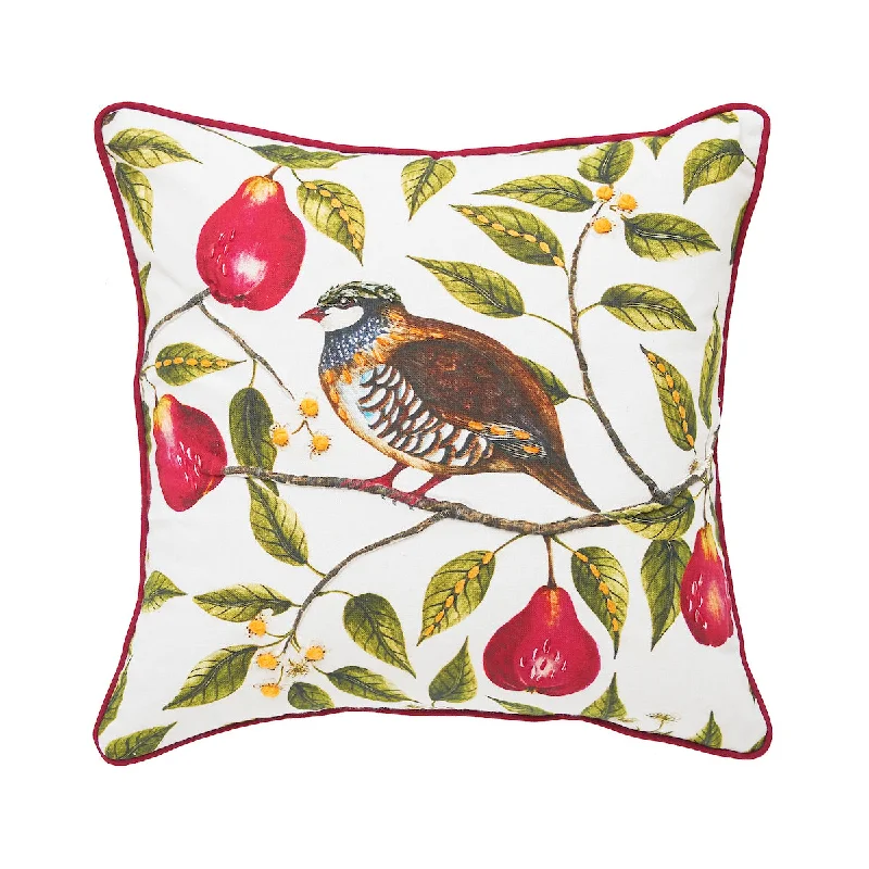 Round Pillows for Boho-Style InteriorsPartridge In a Pear Tree Pillow