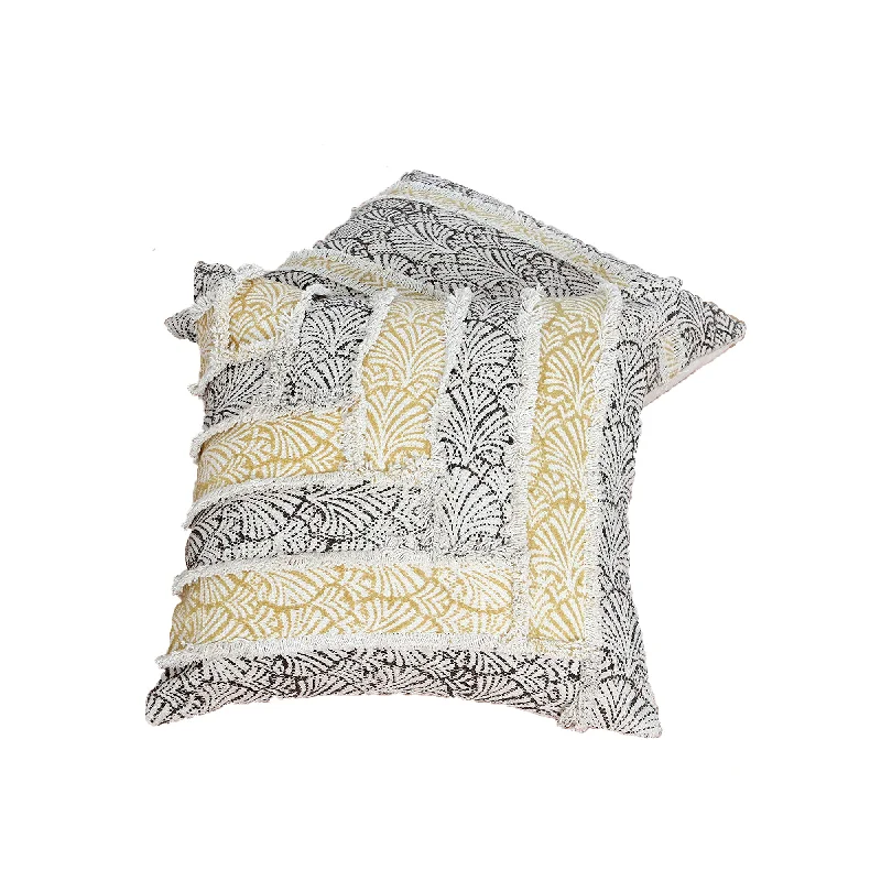 Cotton Pillows for Natural ComfortBenzara 18 x 18 Cotton Hand Woven Pillows with Patch Work Details, Set of 2, Multicolor Cotton Pillows for Natural ComfortBenzara 18 x 18 Cotton Hand Woven Pillows with Patch Work Details, Set of 2, Multicolor