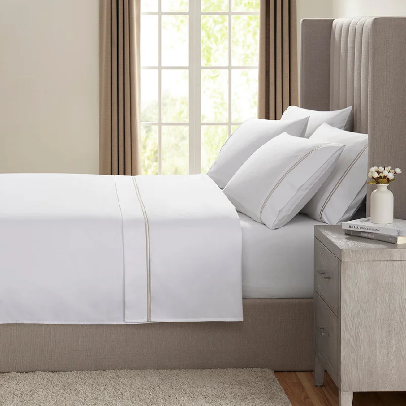 Anti - Pill Microfiber Sheets for a Smooth Appearance400 Thread Count Regent Flat Sheet - Natural
