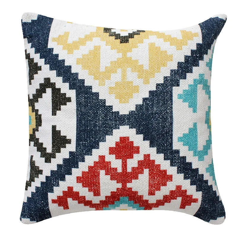Kids Pillows with Fun DesignsBenzara 18 x 18 Cotton Hand Woven Zippered Pillow with Kilim Print, Multicolor Kids Pillows with Fun DesignsBenzara 18 x 18 Cotton Hand Woven Zippered Pillow with Kilim Print, Multicolor