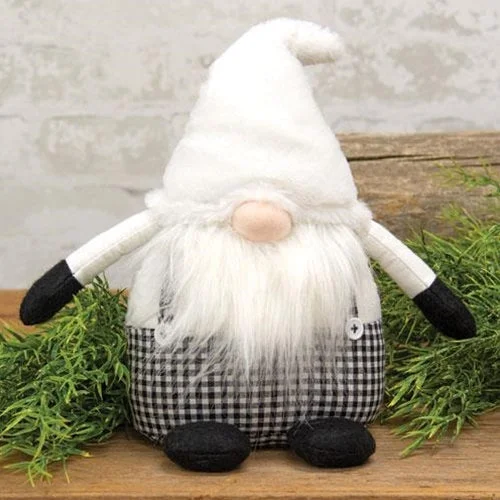 Bed skirts with a beach - themed printBlack & White Buffalo Check Chubby Sitting Gnome