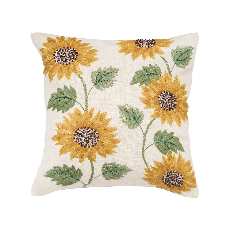 Round Pillows for Boho-Style InteriorsBlooming Sunflower Pillow