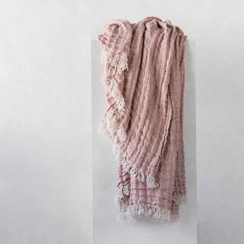 Thermal insulated emergency survival blanketsCrush Linen Throw Blanket - Rosa Melange Thermal insulated emergency survival blanketsCrush Linen Throw Blanket - Rosa Melange