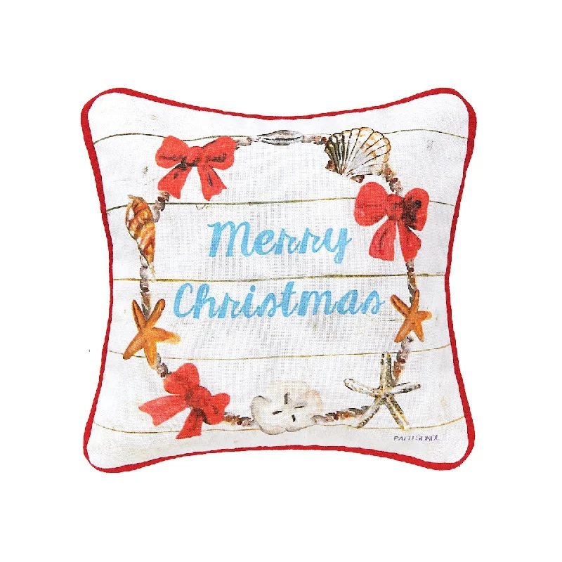 Silk Pillows for Smooth Skin and HairMerry Christmas Shell Wreath Mini Pillow
