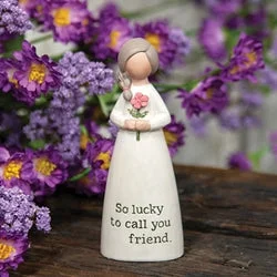 Bed skirts with a high - quality elastic waistbandLucky to Call You Friend Mini Resin Angel