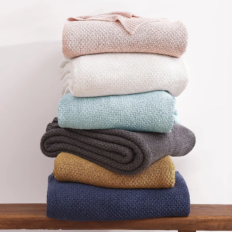 Queen - size down alternative comforter blankets​Cotton Knit Blanket - 6 Colors