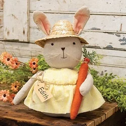 Bed skirts with a vintage - inspired patternEdith Bunny Doll w/Carrot