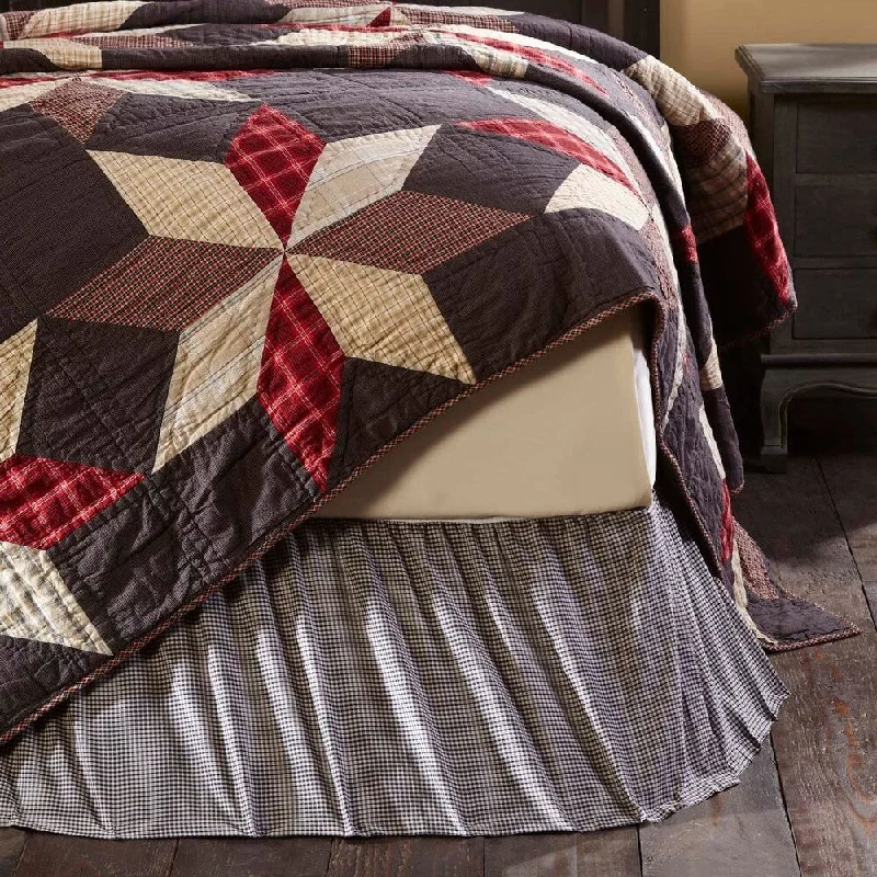Bed skirts with a wrinkle - resistant fabricBlue Primitive Bedding VHC Liberty Stars Bed Skirt Cotton Check Gathered