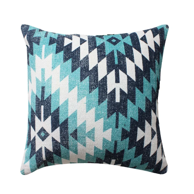 Cotton Pillows for Natural ComfortBenzara BM221646 18 x 18 Handwoven Cotton Accent Pillow with Geometric Print, Multicolor