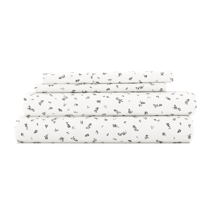 Thermal - Regulating Bamboo Sheets for All - Season ComfortSpotted Leaves Pattern 4-Piece Sheet Set