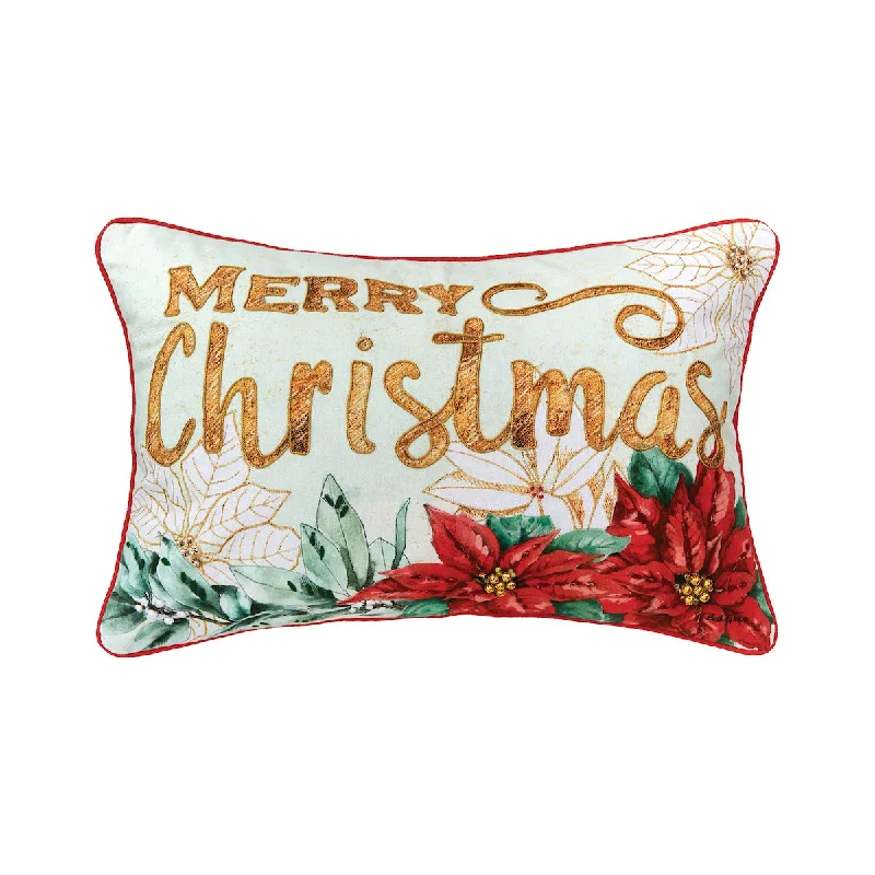 Round Pillows for Boho-Style InteriorsMerry Christmas Poinsettia Pillow