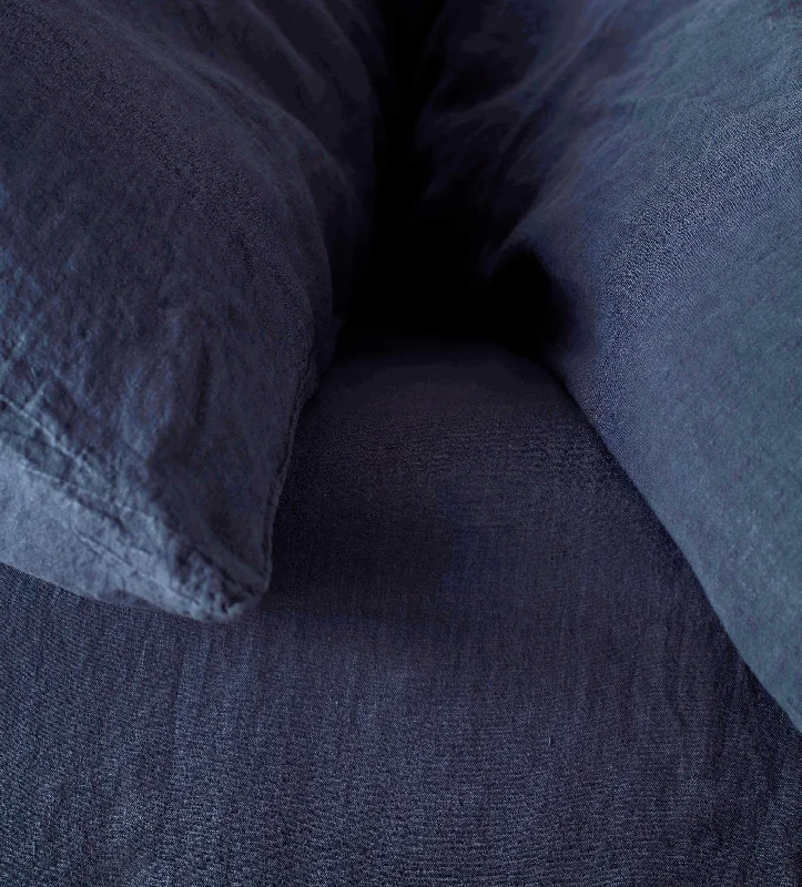 Flat Sheets with a High - Quality Finish for a Luxurious LookNavy Blue 100% Linen Fitted Sheet