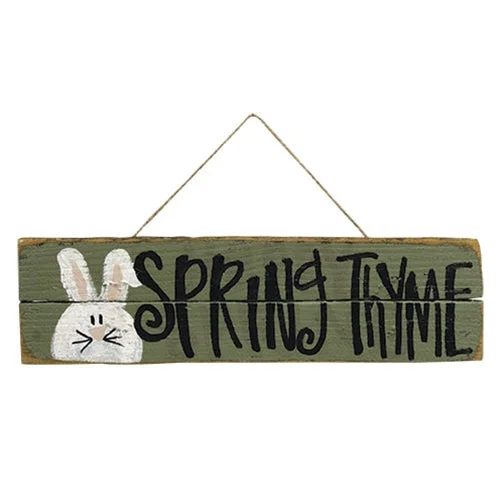 Bed skirts with a wrinkle - resistant fabricSpring Thyme Green Hanging Sign w/Bunny