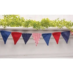 Full - size bed skirts with a gathered fabricAmericana Pennant Garland 80"