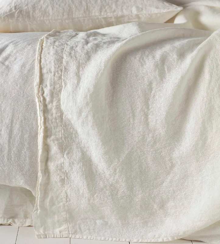 Queen - Size Sheet Sets with a European Pillowcase SetCream 100% Linen Flat Sheet