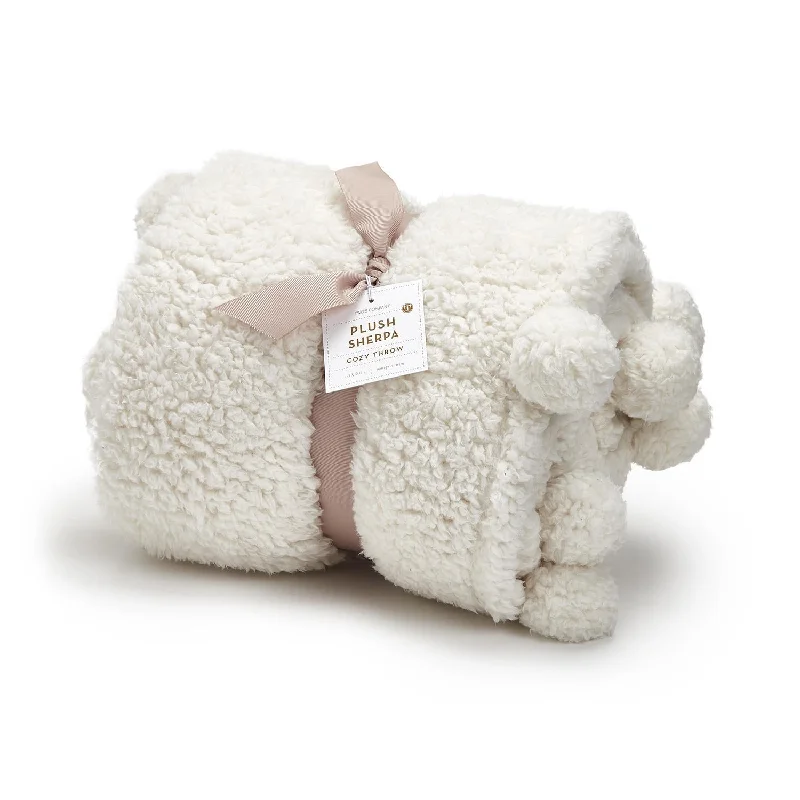 Organic cotton breathable blankets for summer​Two's Company 53959 Soft & Cozy Sherpa Throw Polyester Blanket