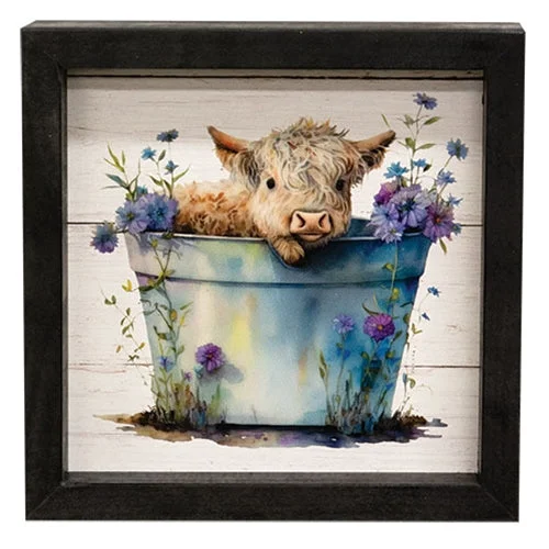 Bed skirts with a football - team - colored patternBaby Highland in a Bucket Shadowbox Frame