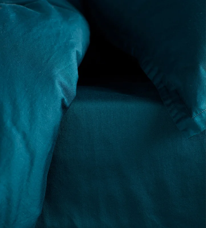 Queen - Size Sheet Sets with a European Pillowcase SetDeep Teal Super Soft 100% Cotton Fitted Sheet