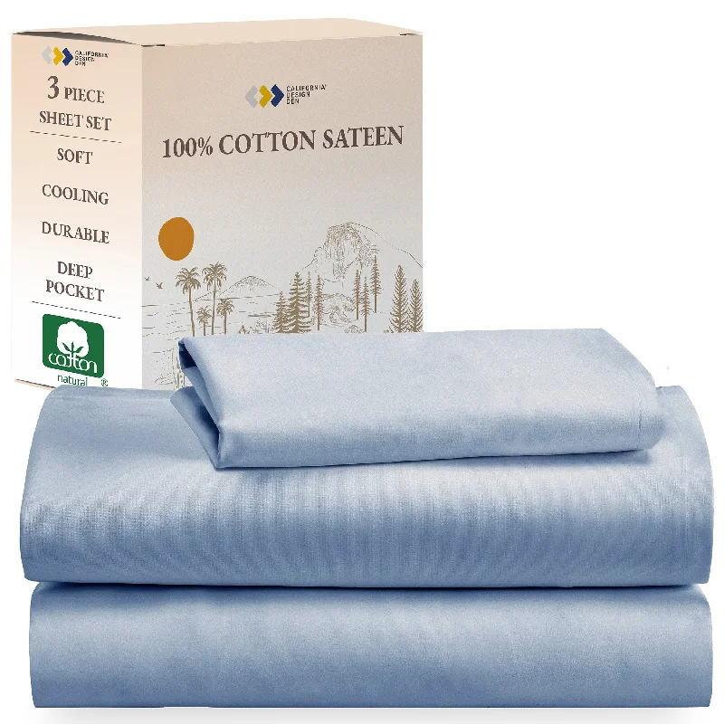 Twin - Size Sheet Sets with a Pillow ProtectorSheet Set - 100% Cotton Sateen - Everyday Soft Twin - Size Sheet Sets with a Pillow ProtectorSheet Set - 100% Cotton Sateen - Everyday Soft