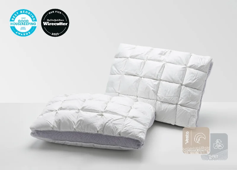Thermal - Regulating Bamboo Sheets for All - Season ComfortPlumZen™ Hungarian Down Plush Pillow
