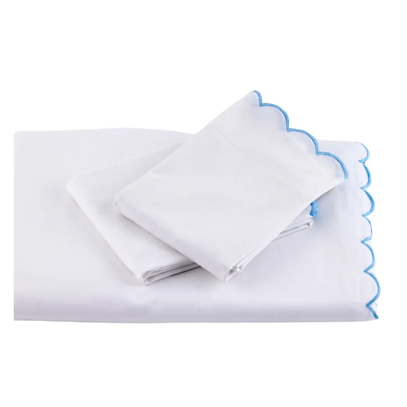 Queen - Size Sheet Sets with a European Pillowcase SetEmbroidered Emma Scalloped Boarded Sheets