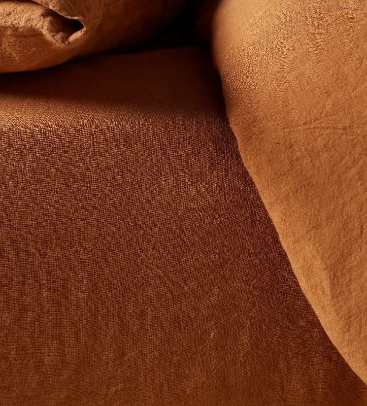 King - Size Sheet Sets with a Decorative Pillow SetAmber 100% Linen Fitted Sheet