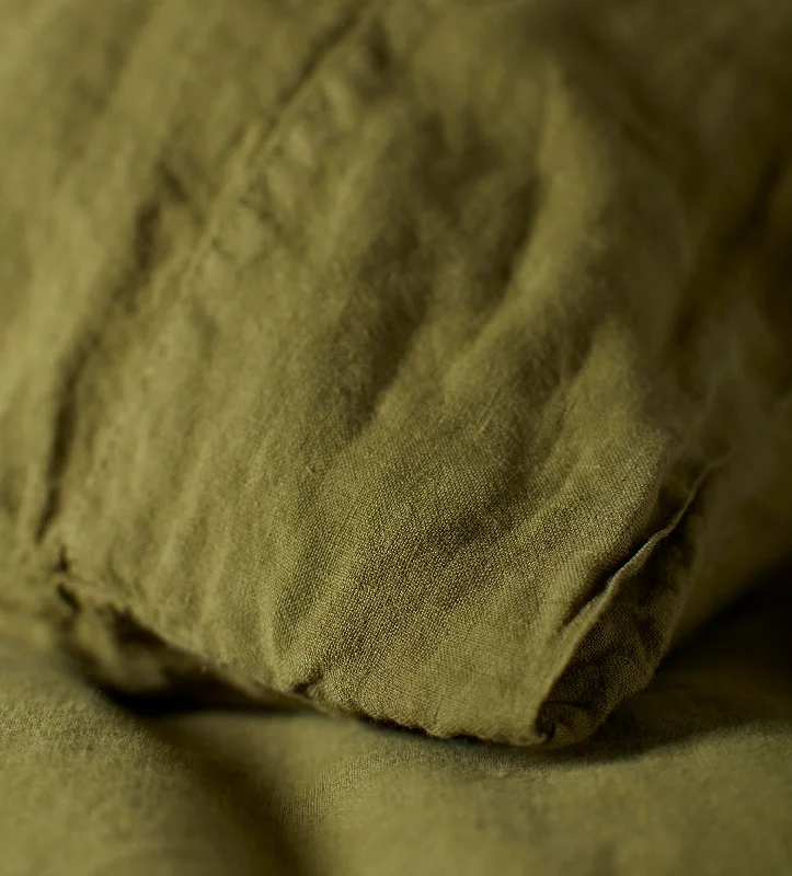 Organic Flannel Sheets for a Natural and Warm SleepMoss Green 100% Linen Fitted Sheet