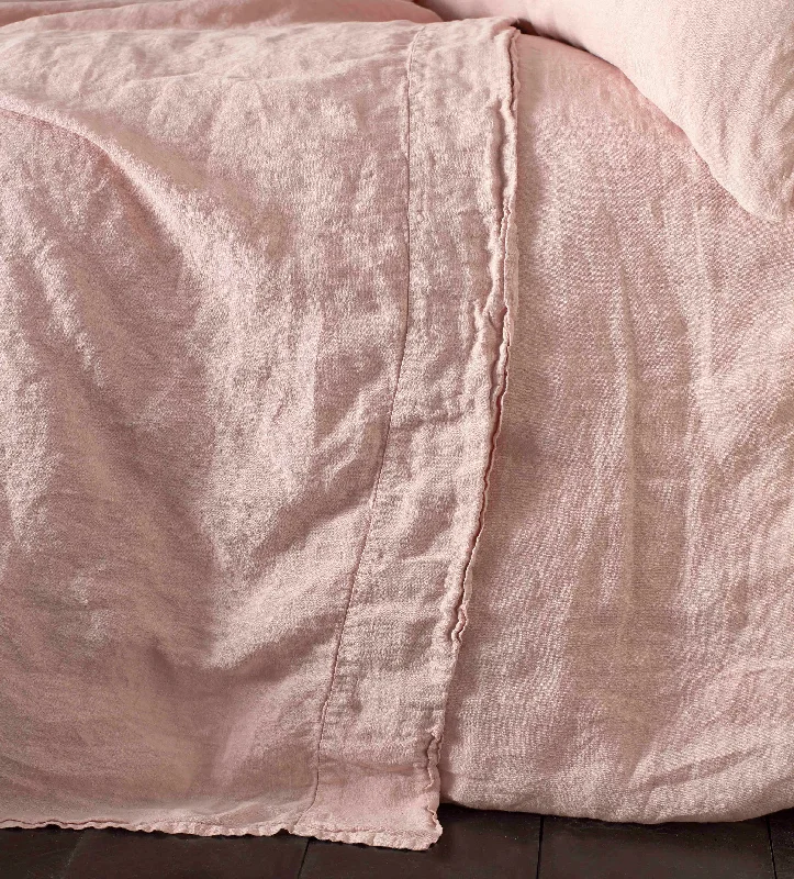 Sheet Sets with Multiple Pillowcase OptionsBlush Pink 100% Linen Flat Sheet
