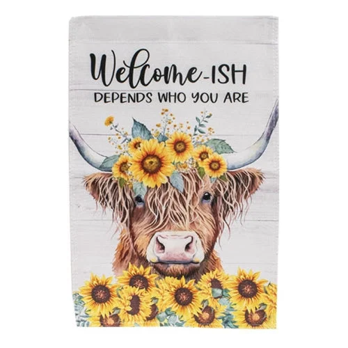 Bed skirts with a plaid pattern for a traditional styleHighland Cow Welcome Garden Flag