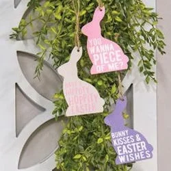 Bed skirts with a wrinkle - resistant fabric3/Set Bunny Words Wooden Ornaments