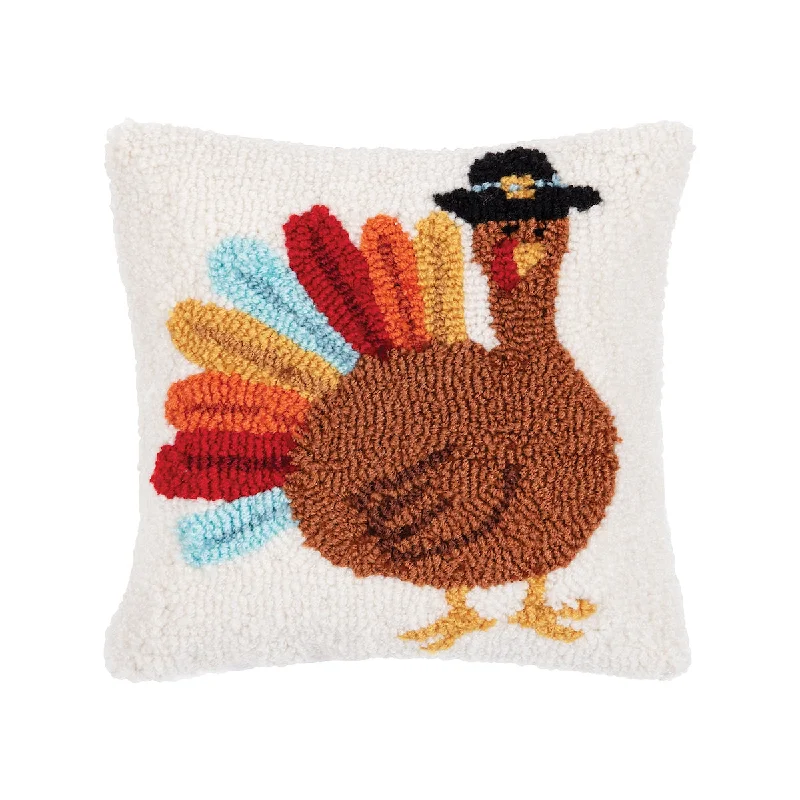 Square Pillows for Modern Home DecorColorful Turkey Hooked Mini Pillow