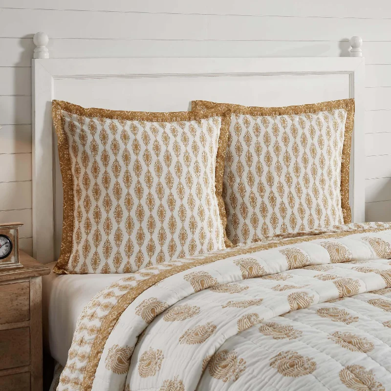 Velvet Pillows for a Touch of EleganceAvani Gold Fabric Euro Sham 26x26 VHC Brands