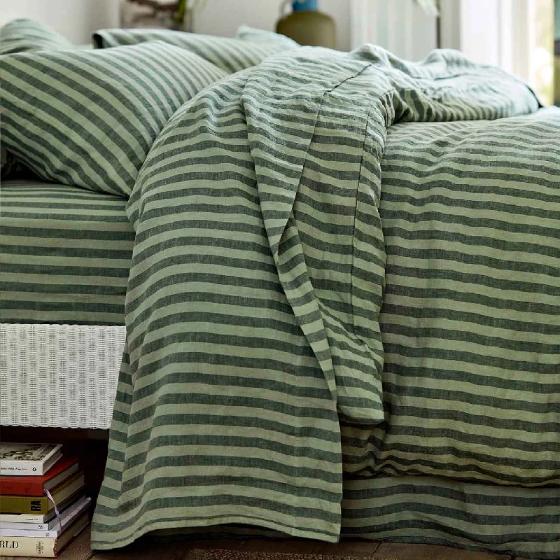Flat Sheets with a High - Quality Finish for a Luxurious LookPine Green Pembroke Stripe Linen Blend Flat Sheet Flat Sheets with a High - Quality Finish for a Luxurious LookPine Green Pembroke Stripe Linen Blend Flat Sheet